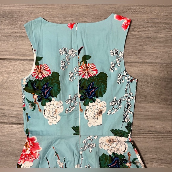 Hanpceirs Women's Blue Floral Midi Sleeveless SunDress, size xs - Picture 5 of 6